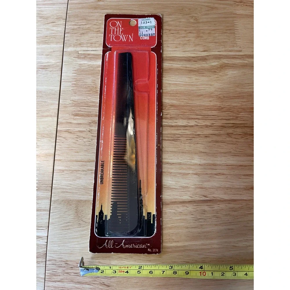 VTG On The Town All American Unbreakable Black Hair Barber Comb 3174 Unbreakable